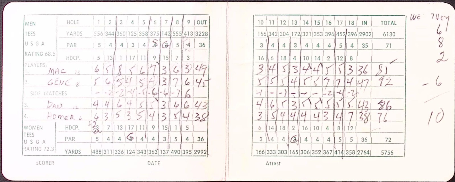 Saginaw MI Saginaw Country Club Golf Score Card c1960s