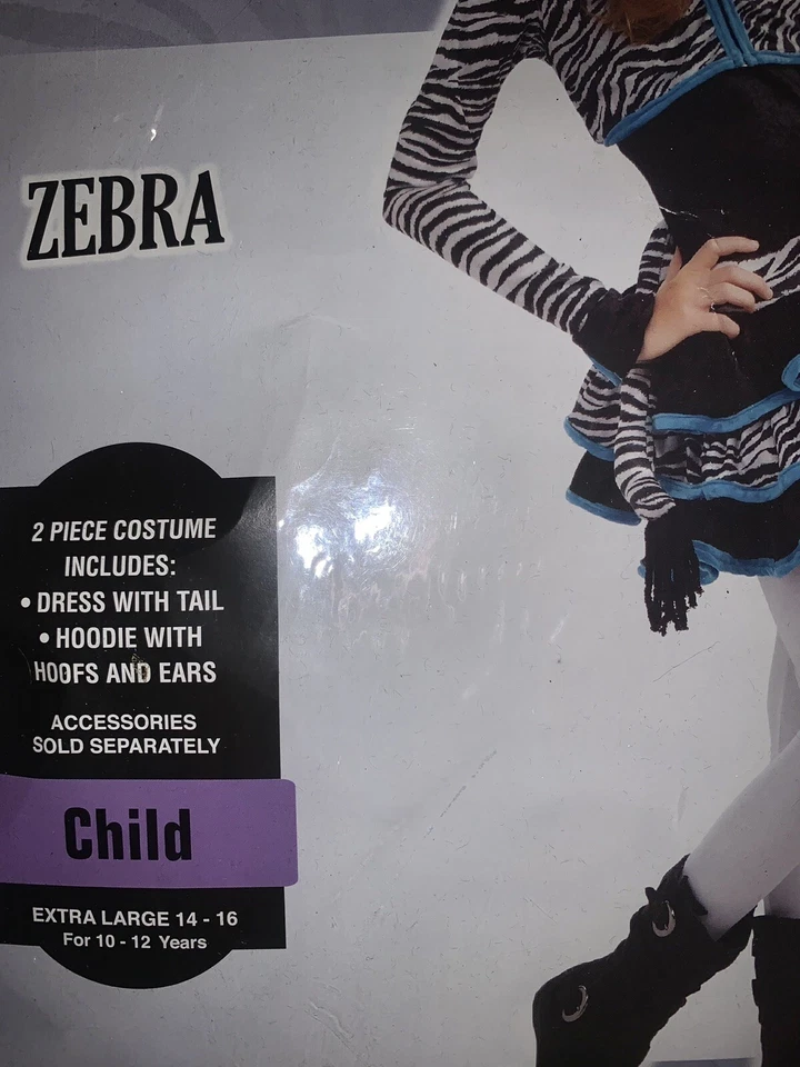 Disfraz Cebra Halloween Niño Extra Grande Talla 14-16 Para Edades 10-12 Foto 2 de 3