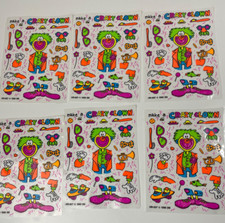 6 Make A Crazy Clown Sticker Sheets Neon Colors 1990 Removable Stickers - Read