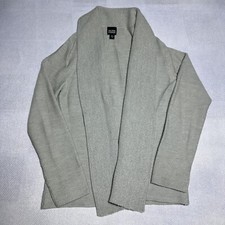 Eileen Fisher Gray Merino Wool Shawl Collar Knit Cardigan Sweater Size XS