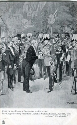 Besuch des französischen Präsidenten in England 1903 Tuck Postkarte #1203 unbespielt