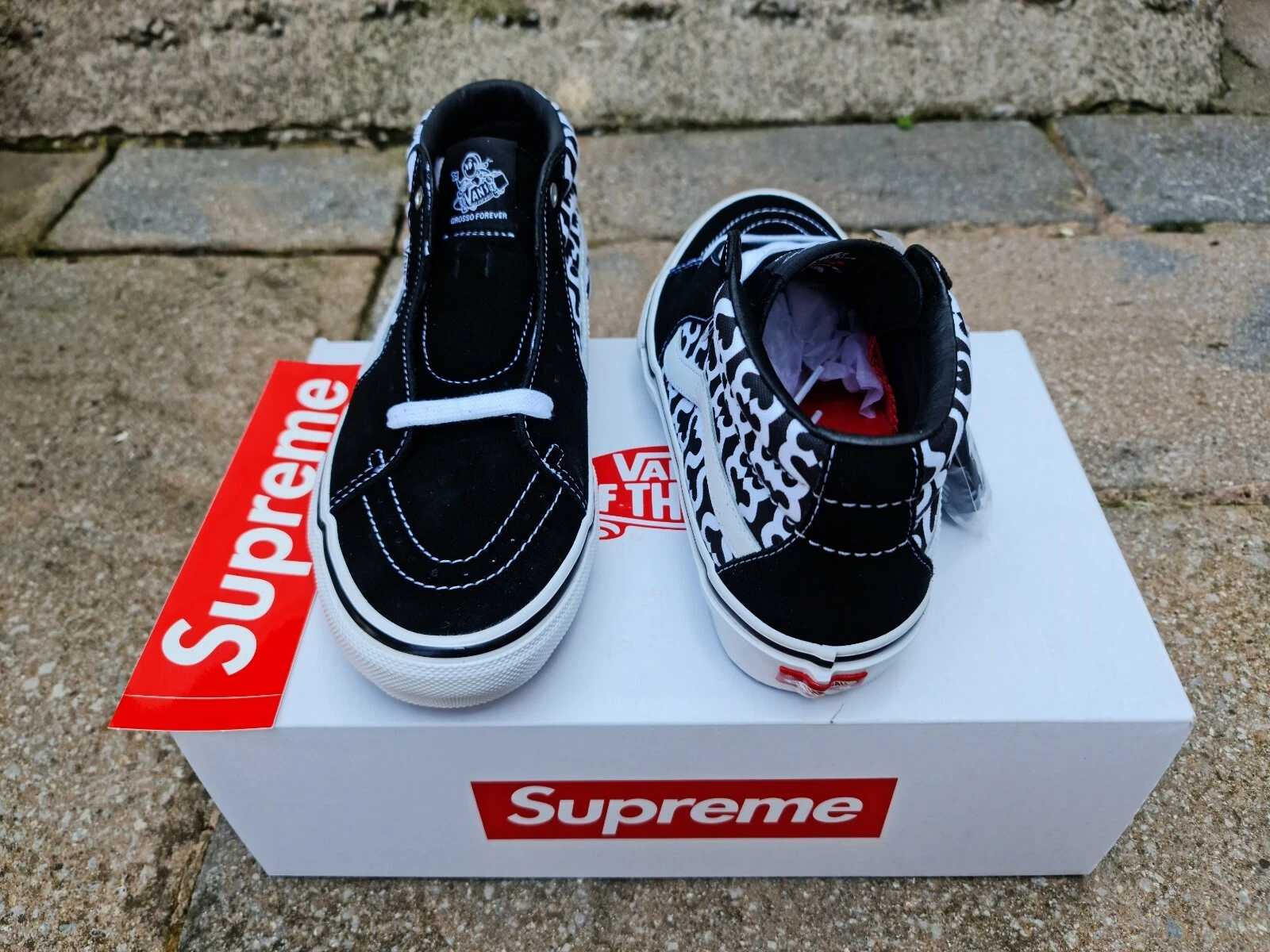 Vans Supreme Monogram S logo Mid Skate Grosso Royaume Uni 8,5