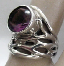 HAGIT GORALI STERLING  RING, SIZE 6, 9 GRAMS, AMETHYST