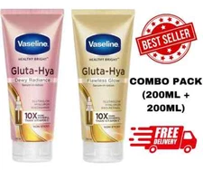 1x Set Vaseline Bright GLUTA HYA Serum Burst Lotion Dewy Radiance Flawless Glow