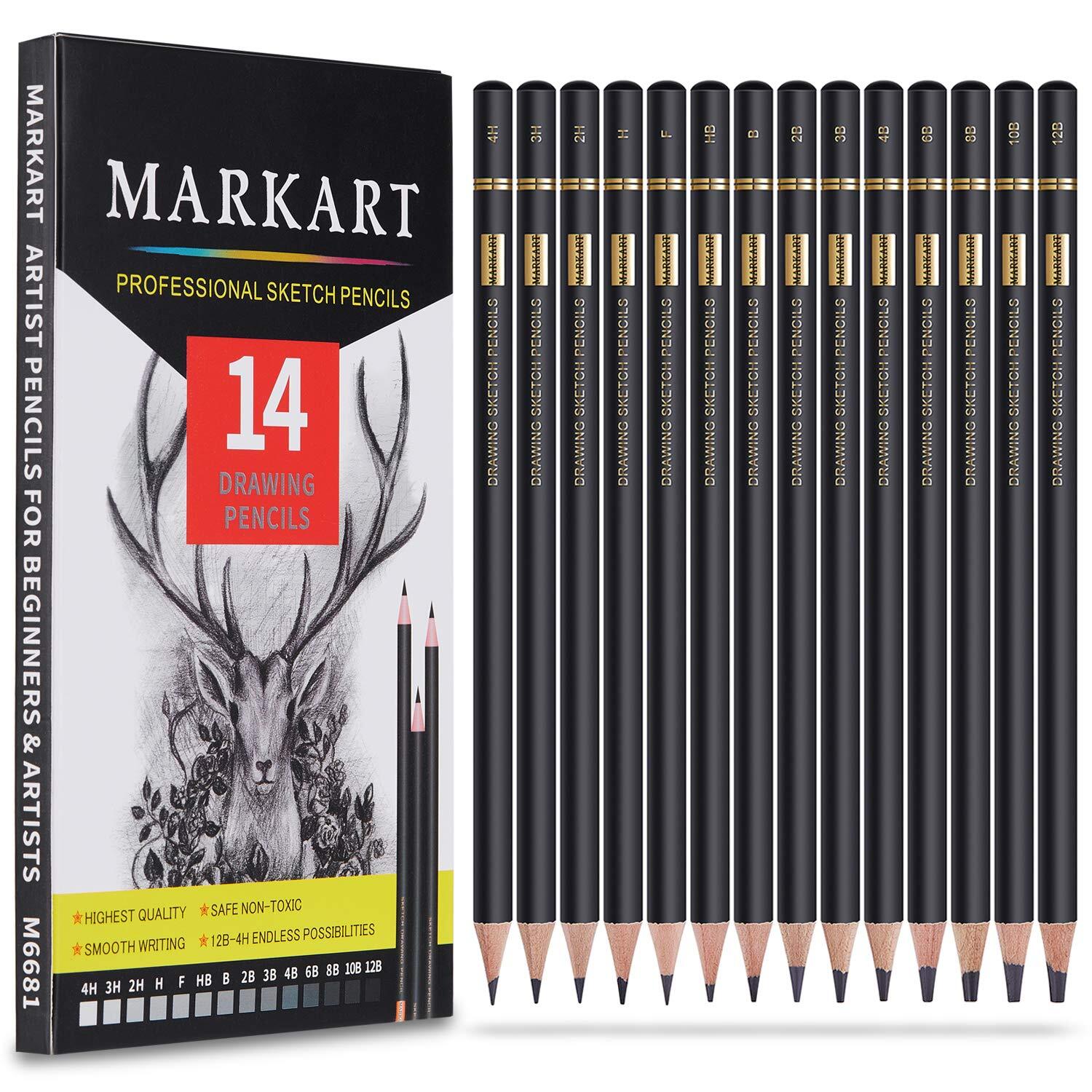 Professional Drawing Sketching Pencil Set - 14 PiecesGraphite12B - 4H Ideal f...