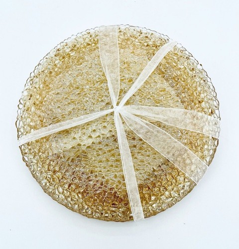 Turkish Glass Peach Pebbled 4 Plates Set Salad Dessert Clear Plates Set 8.2" NWT - Picture 11 of 12