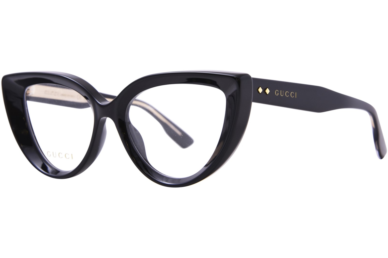 Gucci GG1530O 001 Eyeglasses Frame Women's Black Full Rim Cat Eye 52-mm