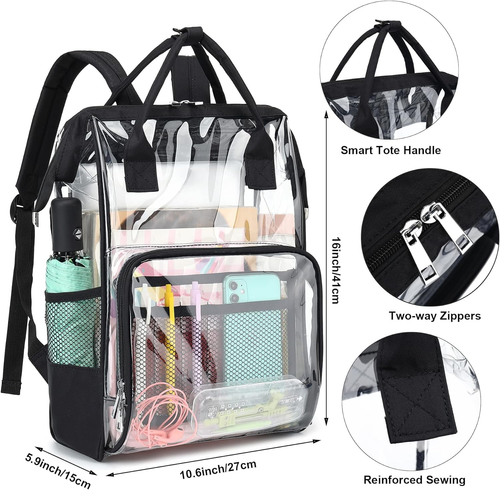Heavy Duty Clear Backpack for Men Women, School Bag Bookbag PVC Plastic Transpar - Picture 4 of 12