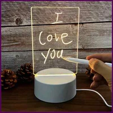 Transparent Message Board Night Light Glowing Memo Acrylic LED Ambient Lights