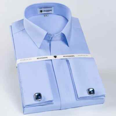 Men's Placket Dress Shirt Without Pocket Formal Business Long Sleeve Shirts
