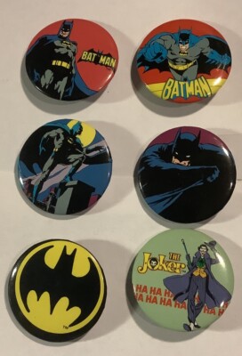 Lot Of SIX Vintage DC Comics Batman  1.5'' Round Button Pinbacks TM1982 From 2011