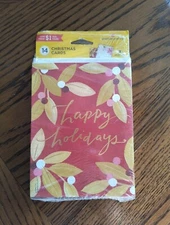 NOS 14 American Greetings Christmas Cards Happy Holidays Floral Design 