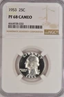 1953 Washington Quarter Proof NGC PF 68 CAMEO PR68CAM Frosty Coin 25C