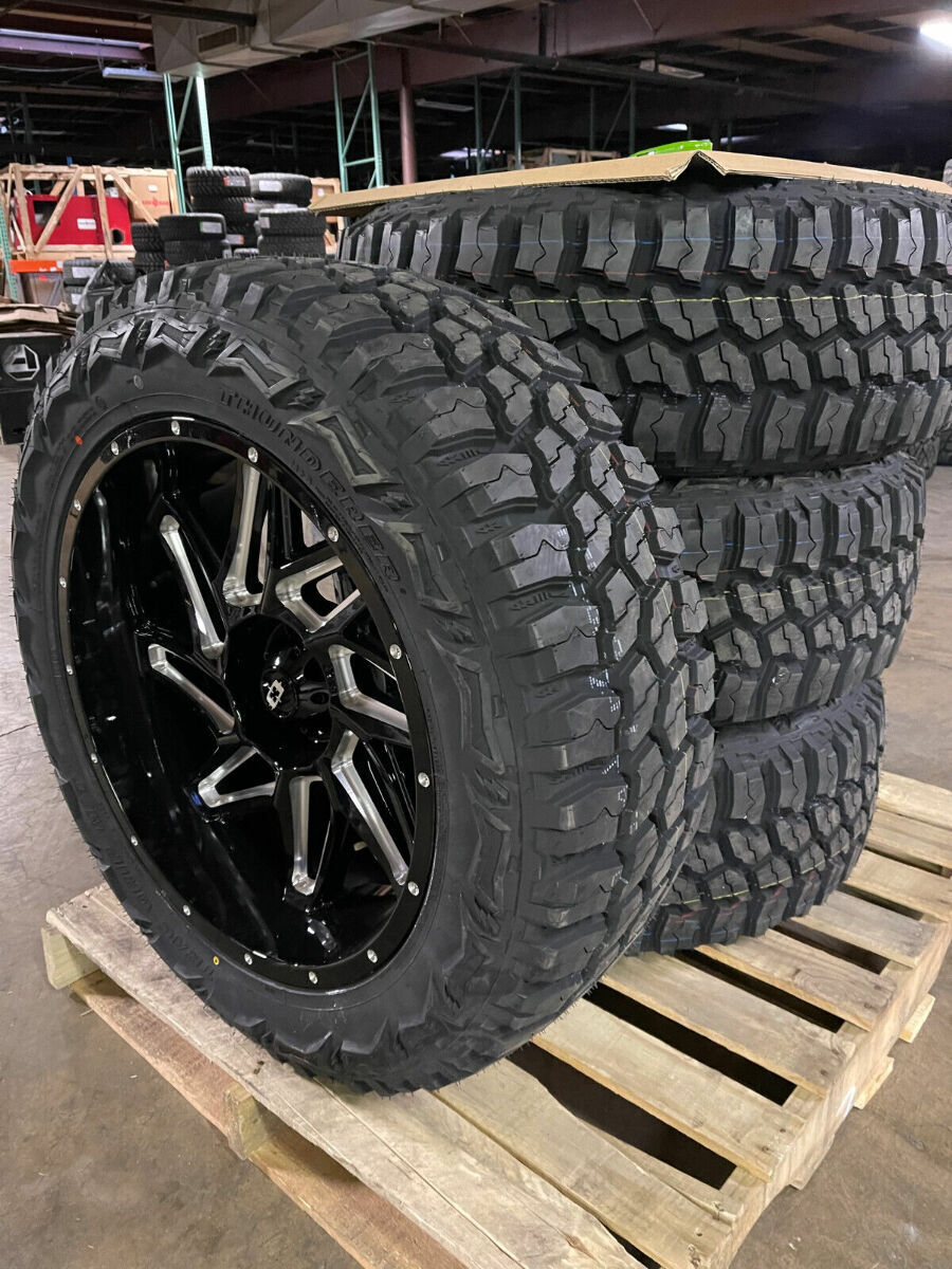 4) 22x10 Vision Spyder Black Wheels 35