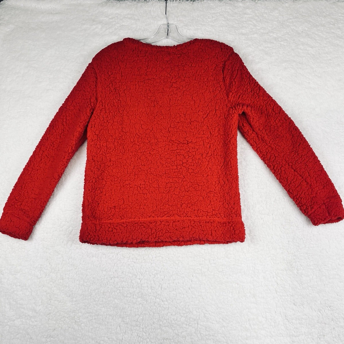 Christmas Sweater Teddy Fleece Sequin Elf Holiday Size Small Red