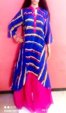 Smart Designer Bollywood Readymade Cotton long Kurti Tunic with Palazzo Set - L