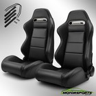 1 Pair Universal Classic Plain Black PVC Leather Easy Reclinable Racing Seats