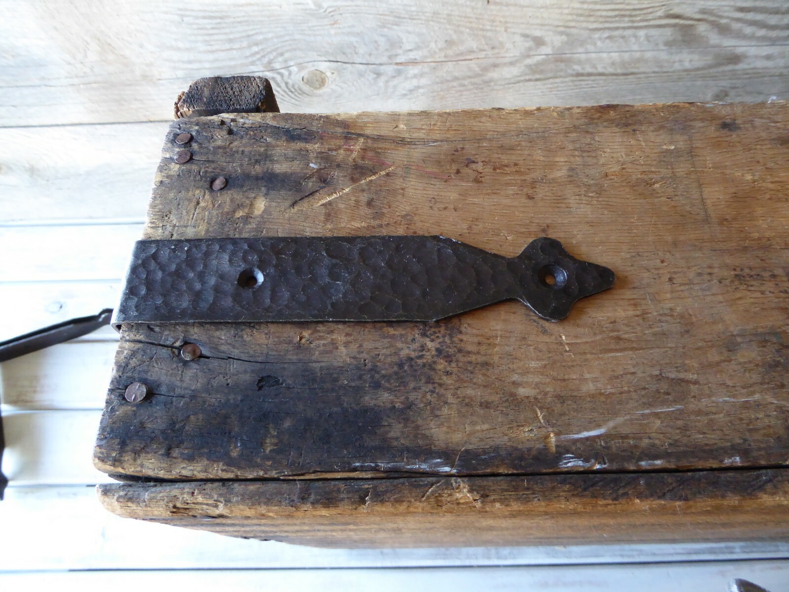 Large Corner Brace Forged Hammered Metal Decorative  90 degree Trunk Strap DIY 