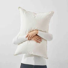 Super Soft 75% White Down Bed Pillow 300TC Organic Cotton Cover King Queen- 1PC
