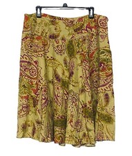 Lauren Ralph Lauren 100 Linen Vintage Skirt Tan Multicolor Floral Paisley 14