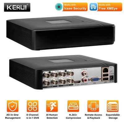 KERUI 5MP Lite 8CH DVR 5in1 Video Recorder DVR for Smart Security Camera System