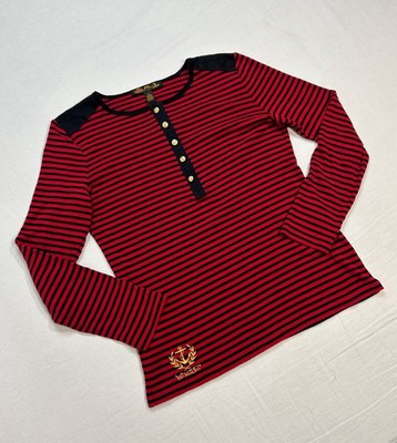 VTG Ralph Lauren Y2K Striped Babydoll Long Sleeve L Black Label Sailor Old Money