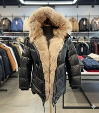 New Men’s V-Bubble Lambskin Leather Goose Down Parka with Real Fox Fur Hood
