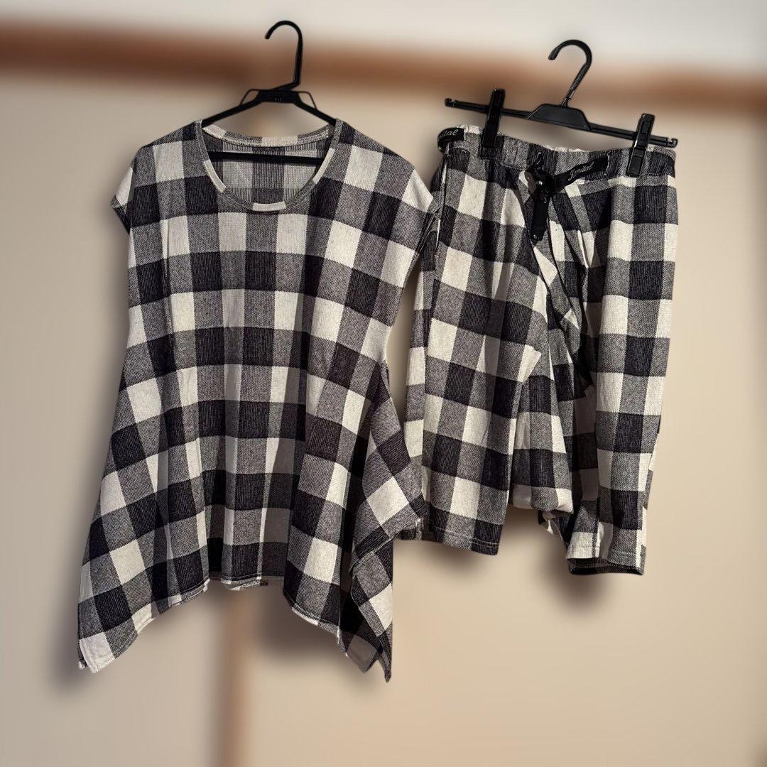 KAPITAL Black & White Plaid Setup T-Shirt & Shorts Size 1 & 0