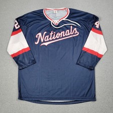 Washington Nationals Jersey Men Medium Ice Hockey Script Logo 2024 SGA Promotion