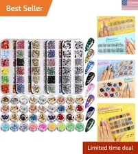 Versatile Nail Art Rhinestone Kit: 41 Boxes of Colors, Shapes & Flakes Included