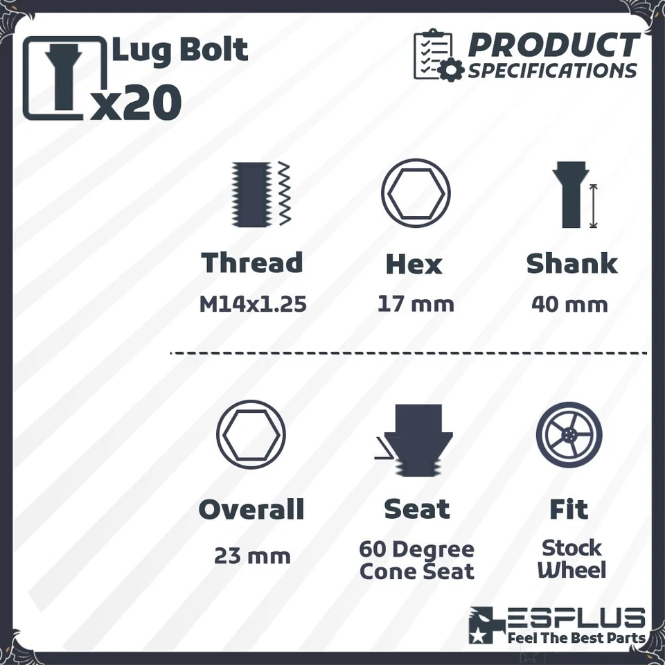 [20] Perno de tuerca de rueda negro BMW & MINI 14X1.25 vástago de 40 mm para espaciador de 10-14 mm de espesor Foto 2 de 4