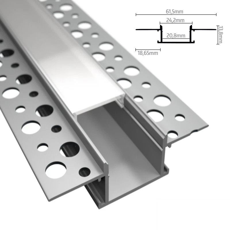 5x Trockenbau Profil EINPUTZ | ALU Leiste Schiene Rigips für Led Streifen 1m 2m - Bild 1 von 1
