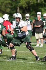 Guard Alan Faneca New York Jets blocks at New York Jets Minicamp - 2008 Photo 1