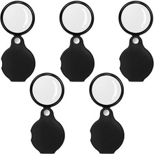 5PCS 10X Pocket Magnifying Glass Small 5 Count (Pack of 1), Black