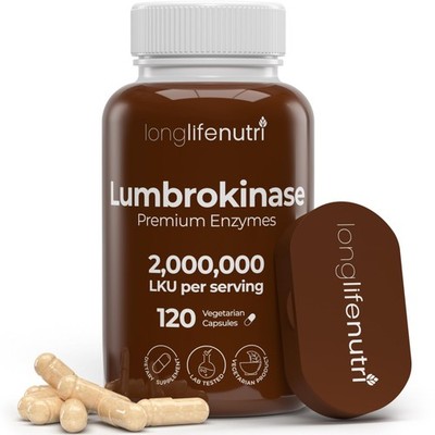 LongLifeNutri Lumbrokinase 100mg   Maximum Activity 2000000 Units Per Serving...