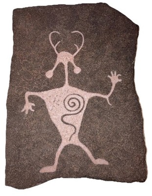 Spanish Valley figure by Ron White stone rock art carving Moab Man signed 7x5.5