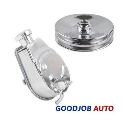 Saginaw Chevy GM Chrome Saginaw Power Steering Pump w/ 2 Groove Keyway Pulley