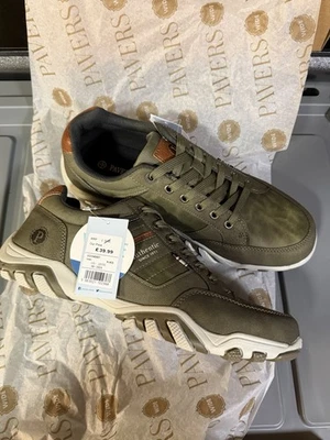Wide Fit Lace Up Casual Trainers - Khaki UK 9 - Image 1 of 4