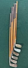 V9 Antique Lot 6 Piece Vtg 20s 30s Hickory Shaft Original Wood Golf Club Set