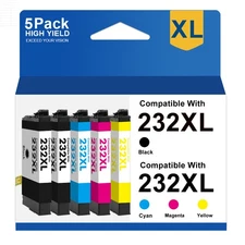 5 Pack 232XL T232XL Ink Cartridges for Epson 232 WF-2930 WF-2950 XP-4200 XP-4205