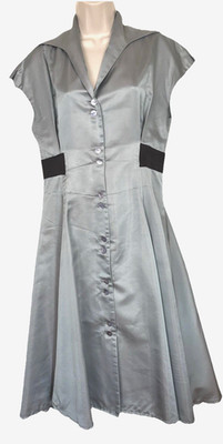 ELLA SHARP Vintage Style 1940s 100% Silk Full Skirted Sz 12 Made in England R3