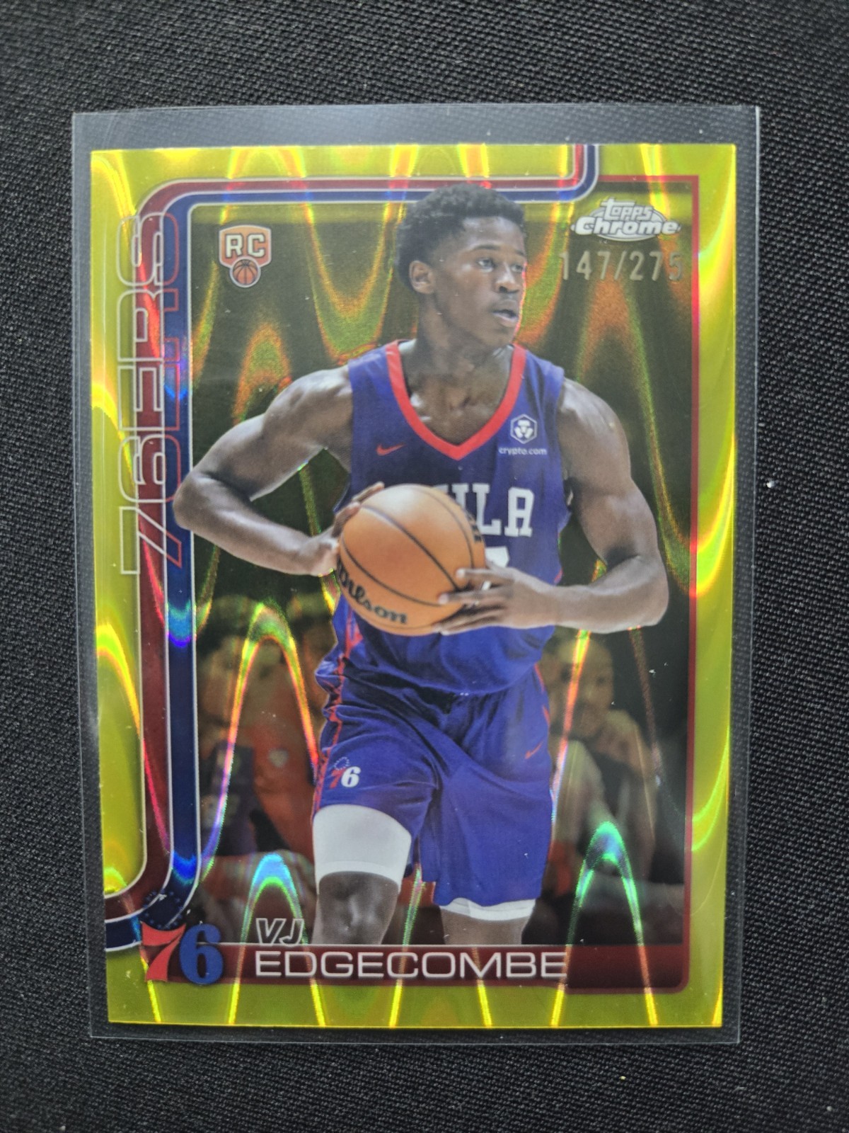 2025-26 Topps Chrome VJ Edgecombe RC Yellow RayWave Refractor /275 #253