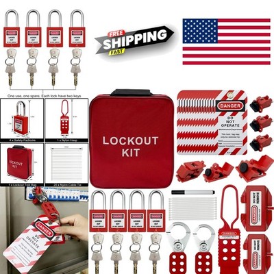 Lockout Tagout Safety Kit with Metal and Nylon Components for Durability