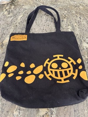 Official One Piece Trafalgar Law Jolly Roger Black Canvas Tote Bag 