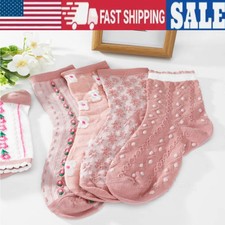 5 Pairs Women's Mid-Tube Cotton Socks Casual Tulip Crew Socks Hosiery Foot Socks