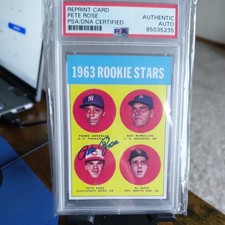 Pete Rose 1963 Topps Rookie Reprint Autograph Card #537 PSA/DNA Auto 10. rookie card picture