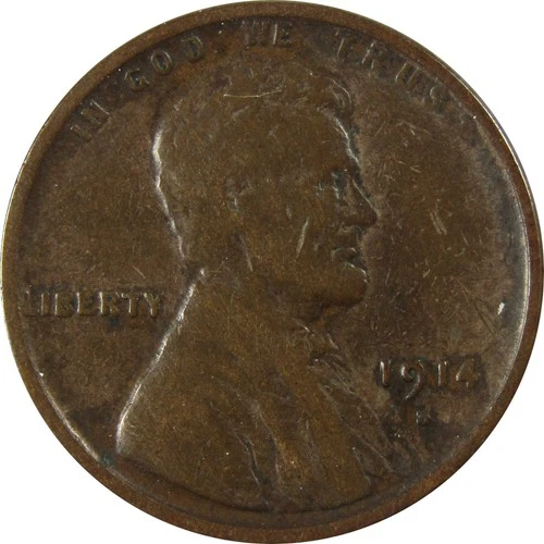 1914 S Lincoln Wheat Cent F Fine Details Penny 1c Coin SKU:I26124