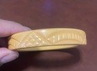 Yellow Bakelite Carved Bangle Bracelets Lot of 2 Bracelet Set — photo 3