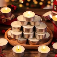 6 Hours Soy Tea Lights Candles 25 Pack, Unscented White Tea Candles Bulk-6 Ho...