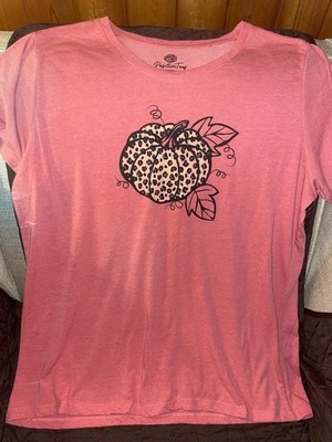 PositiviTees Red Fall Leopard Pumpkin Super Soft Shirt XXL 20 New Without Tags
